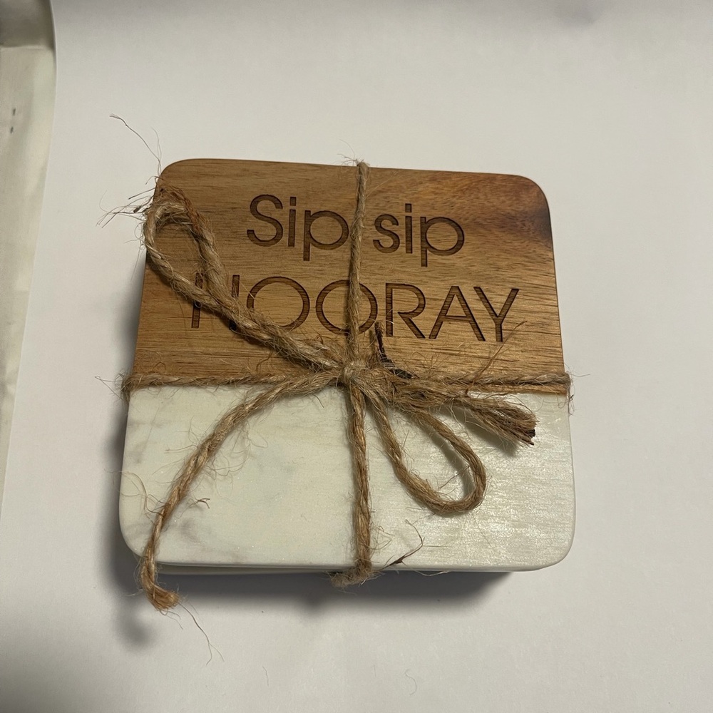 Things Remembered Wood and Marble Coasters